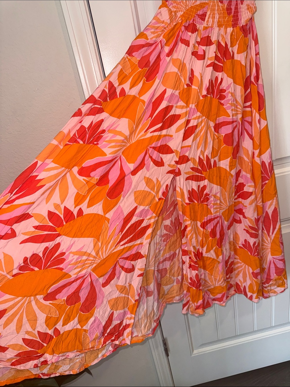 Anthropologie Abel the Label Rumi Floral Halter Maxi Dress Pink Orange Size S - Picture 6 of 13